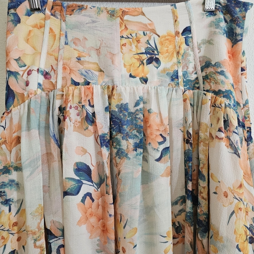 Anthropologie Skirt Medium Floral Asymmetrical Lace - Picture 6 of 14